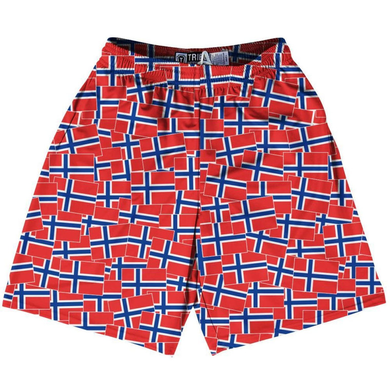 Tribe Norway Party Flags Lacrosse Shorts Made in USA - Red