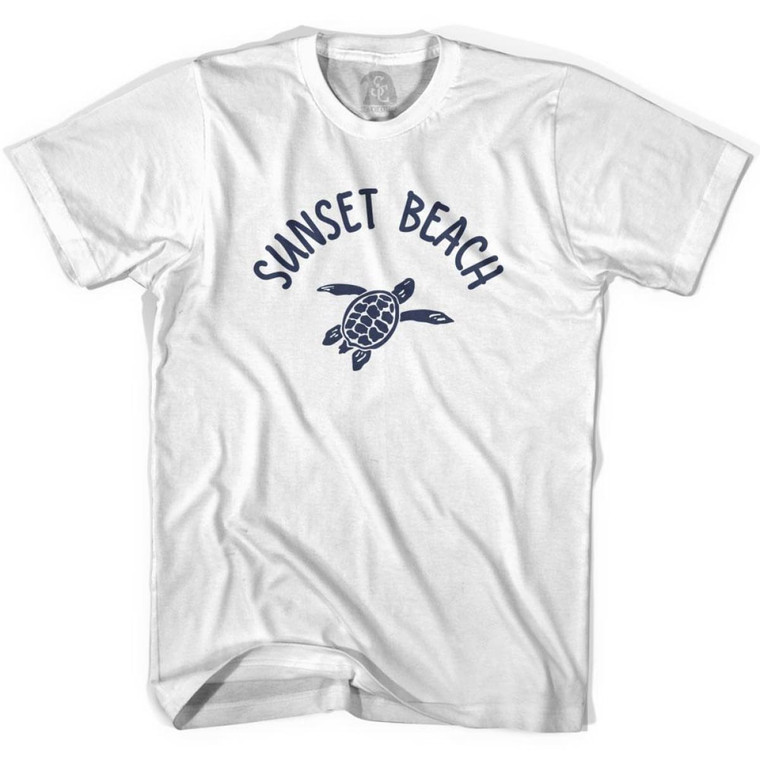 Sunset Beach Sea Turtle Womens Cotton T-shirt - White