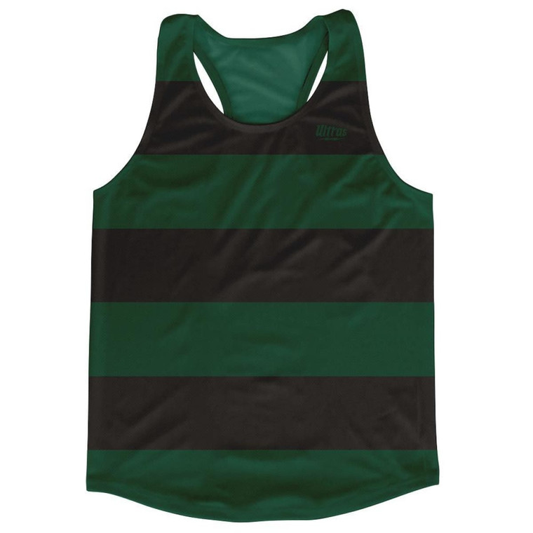 Forest Green & Black Striped Running Tank Top Racerback Track and Cross Country Singlet Jersey Made In USA - Forest Green & Black