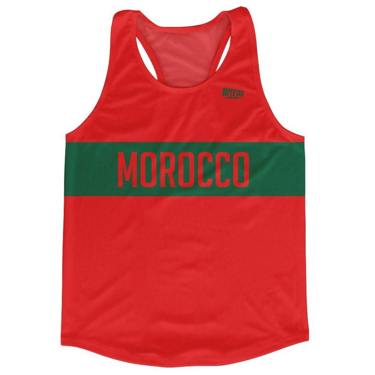 Morocco Country Finish Line Running Tank Top Racerback Track and Cross Country Singlet Jersey Made In USA - Red Green