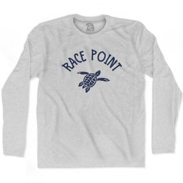 Race Point Beach Sea Turtle Adult Cotton Long Sleeve T-shirt - Grey Heather