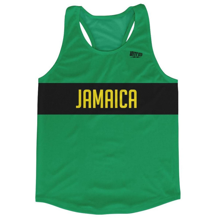 Jamaica Country Finish Line Running Tank Top Racerback Track and Cross Country Singlet Jersey Made In USA - Green Black