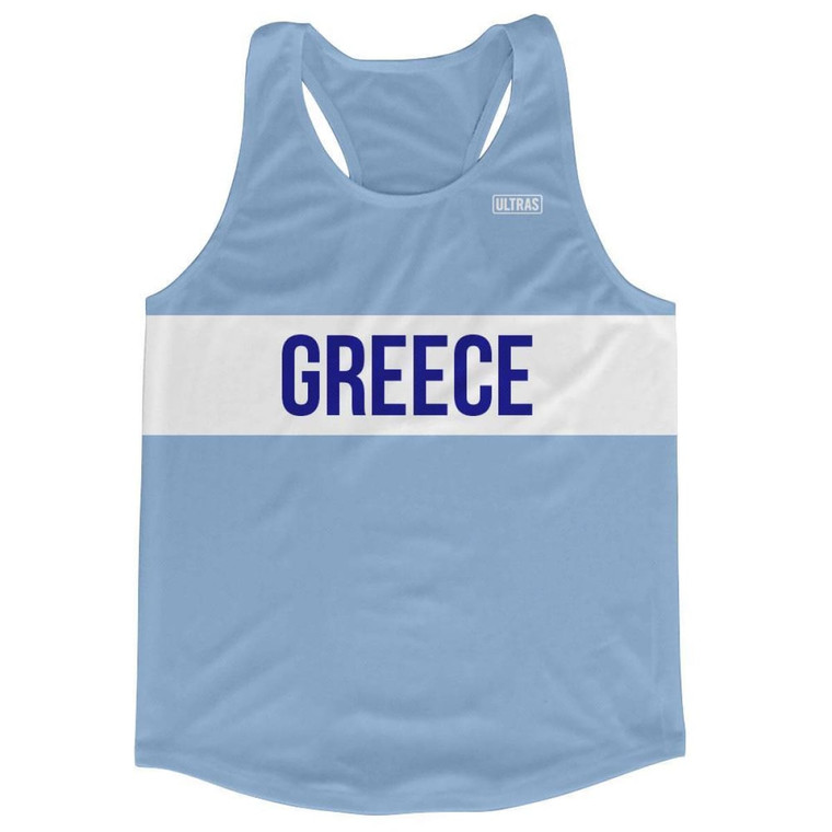 Greece Running Tank Top Racerback Track and Cross Country Singlet Jersey Made In USA - Blue