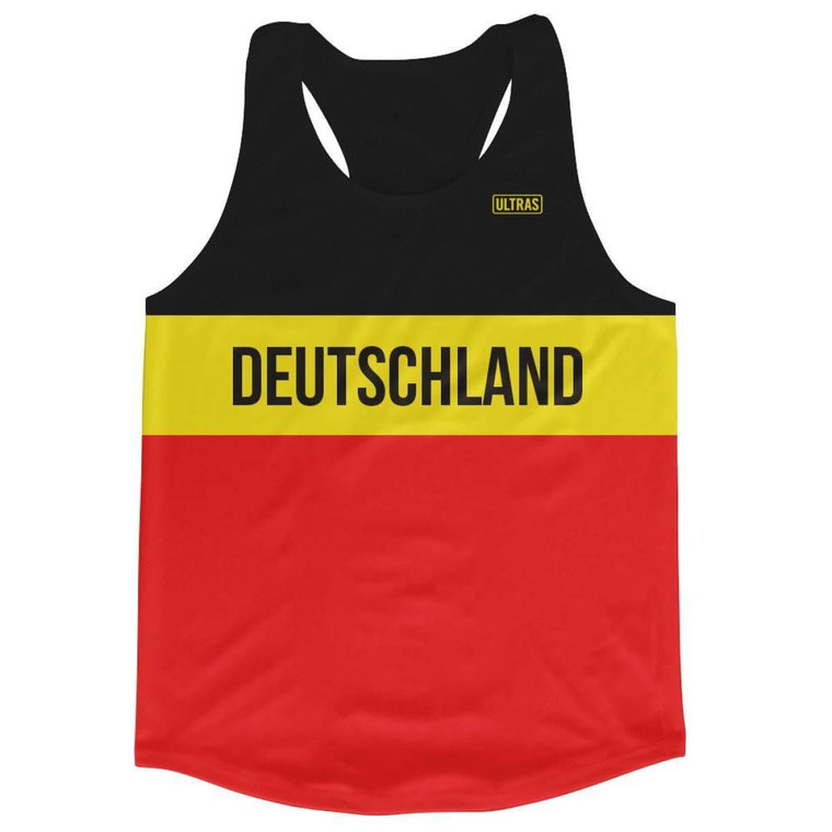 Deutschland Germany Running Tank Top Racerback Track and Cross Country Singlet Jersey Made In USA - Black & Red