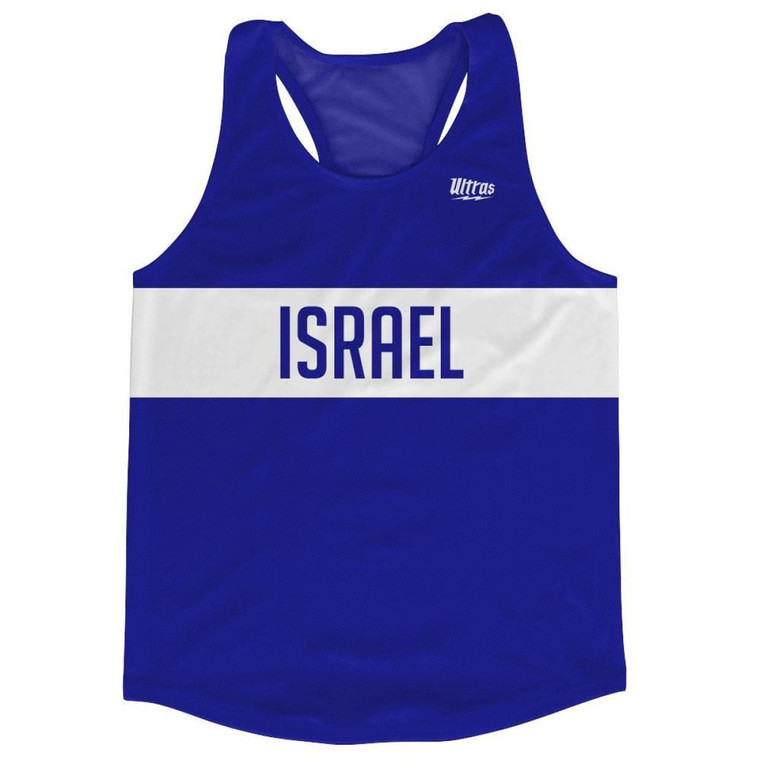 Israel Country Finish Line Running Tank Top Racerback Track and Cross Country Singlet Jersey Made In USA - Blue White