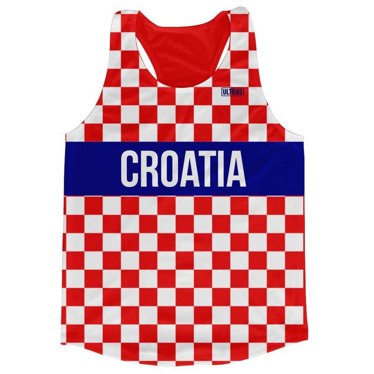 Croatia Running Tank Top Racerback Track and Cross Country Singlet Jersey Made In USA - Red
