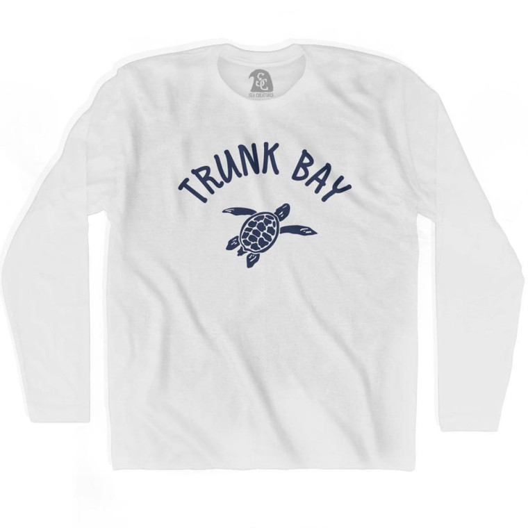 Trunk Bay Beach Sea Turtle Adult Cotton Long Sleeve T-shirt - White