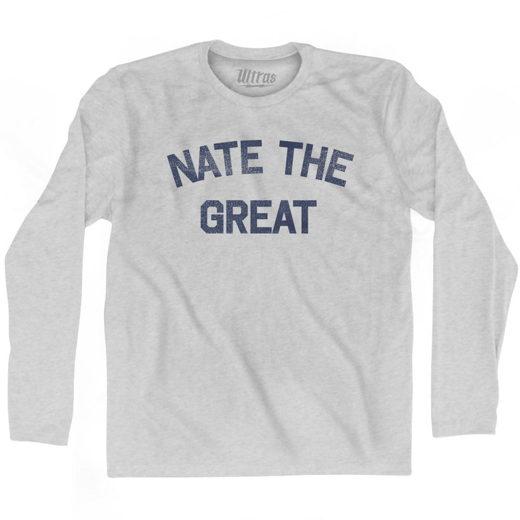 Nate The Great Adult Cotton Long Sleeve T-shirt - Grey Heather