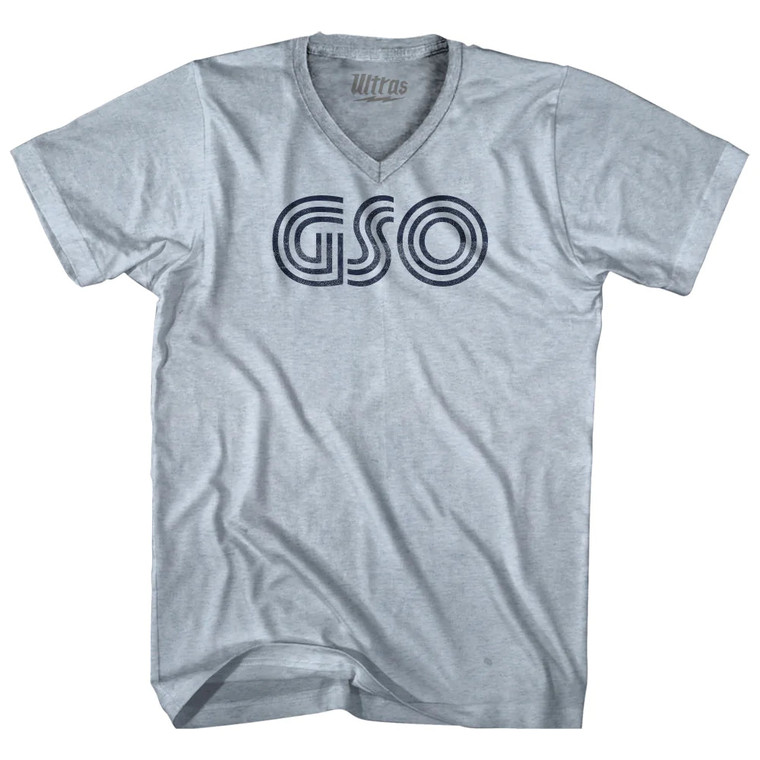 Greensboro Airport GSO Adult Tri-Blend V-neck T-shirt - Athletic White