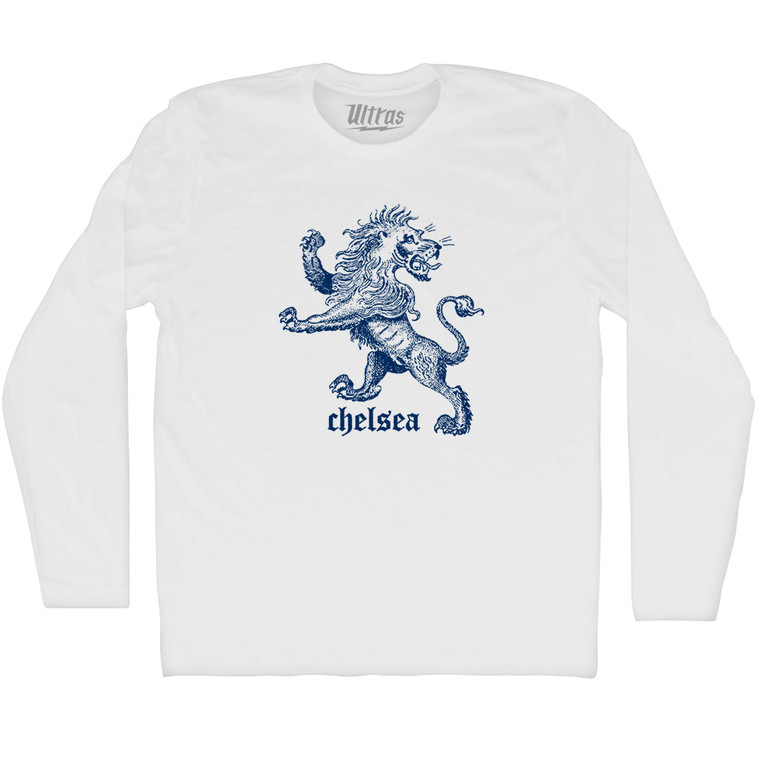 Chelsea Lion Adult Cotton Long Sleeve T-shirt - White