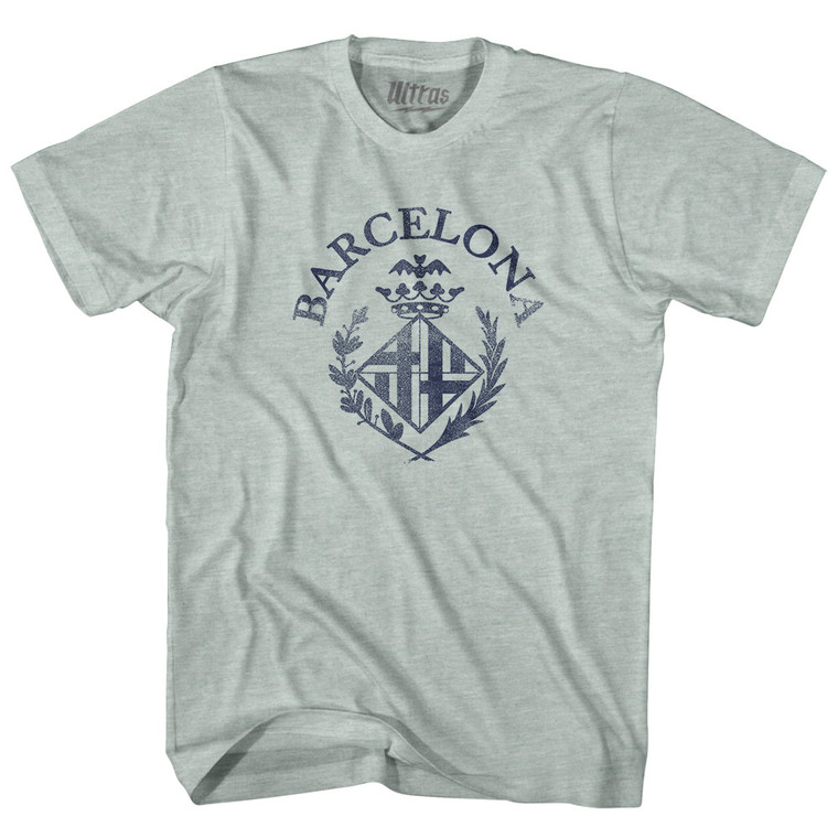 Barcelona Vintage Soccer City Crest Adult Tri-Blend T-shirt - Athletic Cool Grey