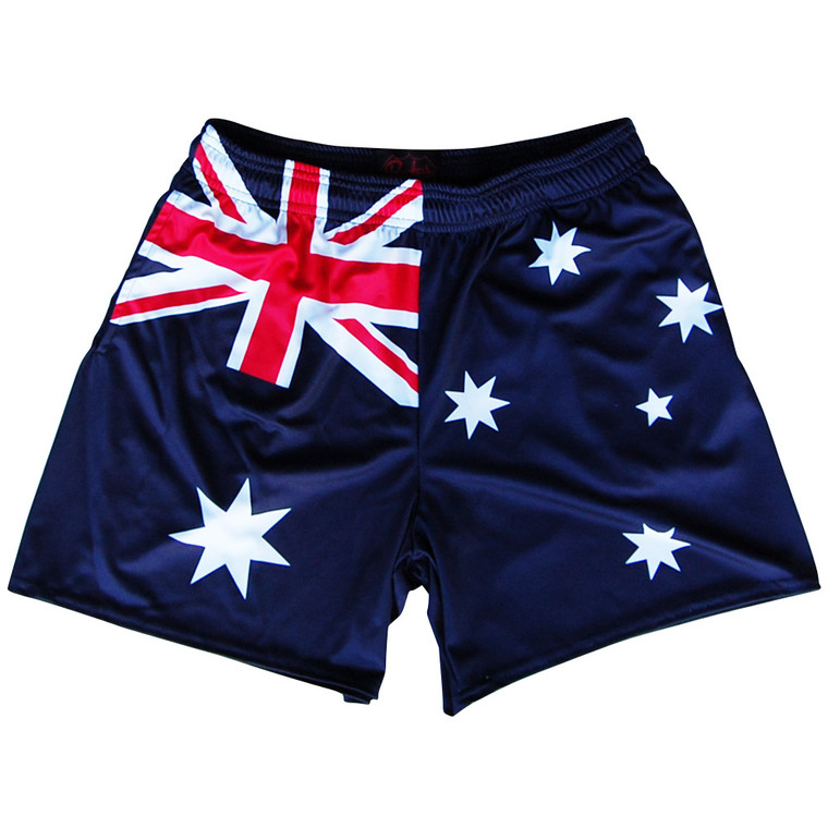 ADULT-LARGE Australia Flag Rugby Gym Short 5 Inch Inseam With Pockets Final Sale sl1
