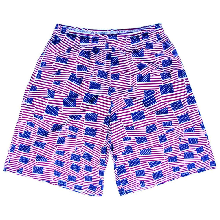 American Flag Party Lacrosse Shorts Made in USA - Navy