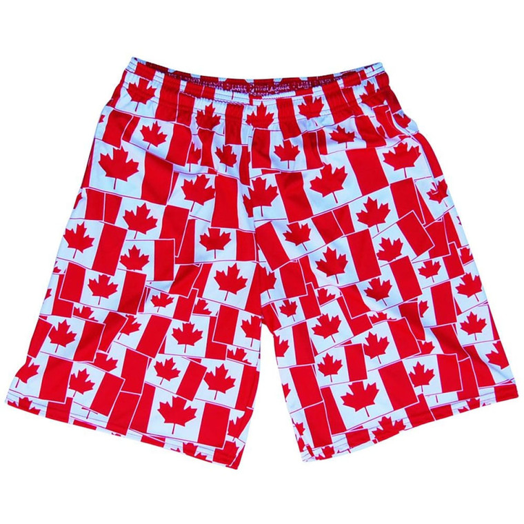 Canada Flag Party Lacrosse Shorts Made in USA - Red
