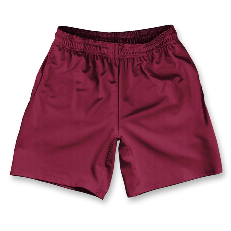 RED MAROON ATHLETIC RUNNING FITNESS EXERCISE SHORTS 7" INSEAM MADE IN USA ADULT-X-LARGE Final Sale s1