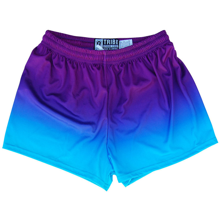 YOUTH-SMALL CYAN AND PURPLE OMBRE WOMENS & GIRLS SPORT SHORTS BY MILE END Final Sale zt41
