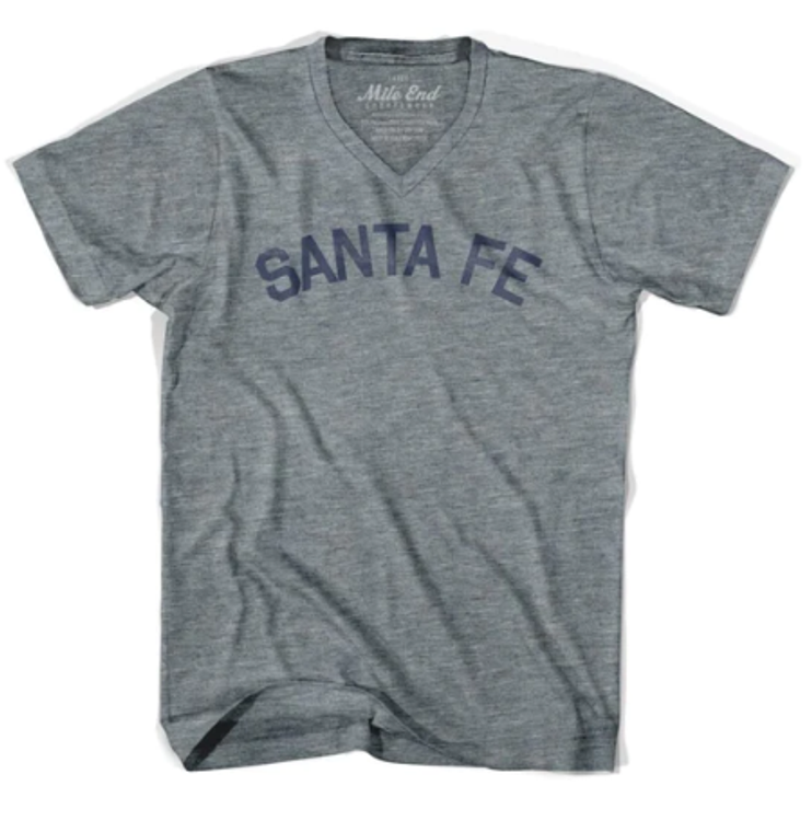 SANTA FE VINTAGE Athletic Grey WOMENS-MEDIUM V-NECK Tri-Blend T-SHIRT Final Sale z7