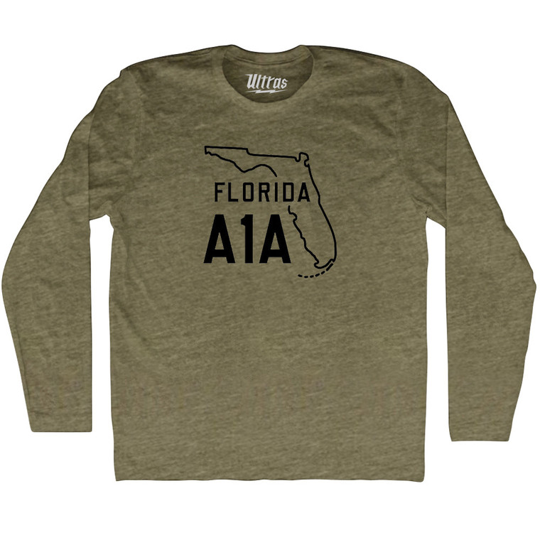 Florida A1A Adult Tri-Blend Long Sleeve T-shirt - Military Green