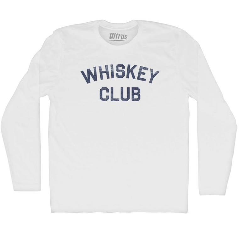 Whiskey Club Adult Cotton Long Sleeve T-shirt - White