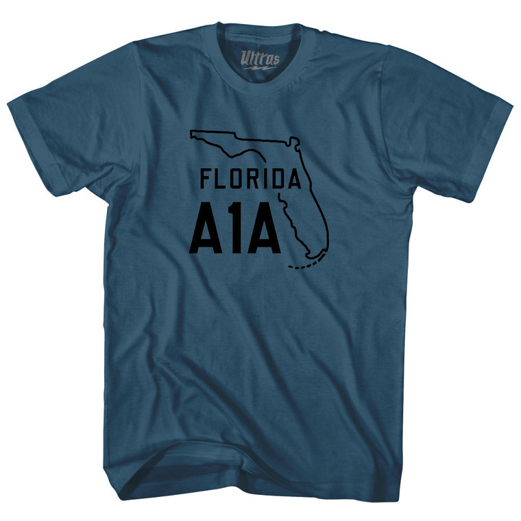 Florida A1A Adult Cotton T-shirt-Lake Blue