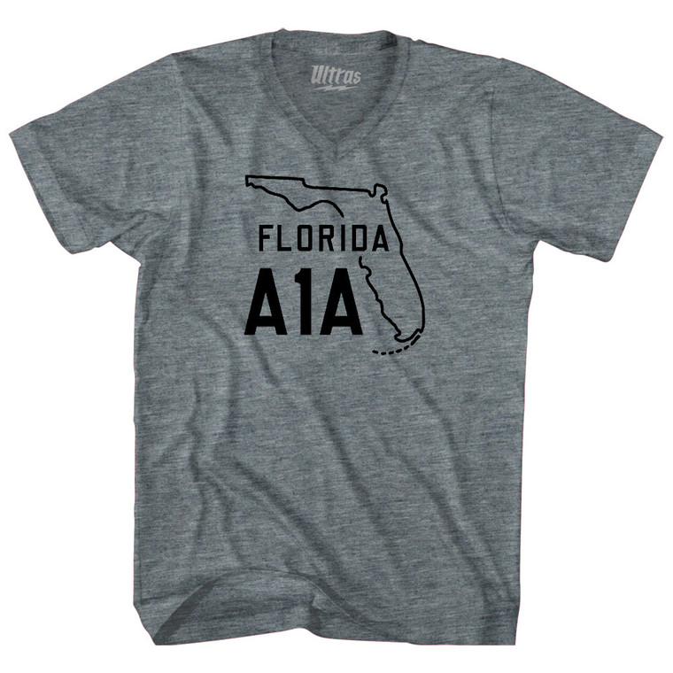 Florida A1A Adult Tri-Blend V-neck T-shirt - Athletic Grey
