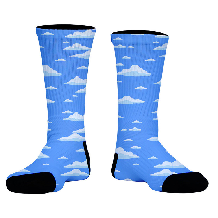 Clouds Crew Socks - Blue White