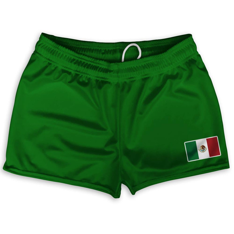 Mexico Country Heritage Flag Shorty Short Gym Shorts 2.5" Inseam Made In USA - Green