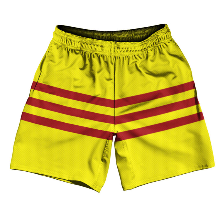 South Of Vietnam Athletic Running Fitness Exercise Shorts 7" Inseam Made In USA Shorts - Yellow Red