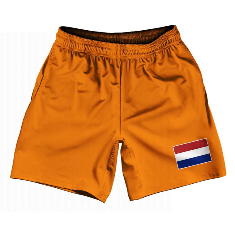 Netherlands Country Heritage Flag Athletic Running Fitness Exercise Shorts 7" Inseam Made In USA Shorts - Orange