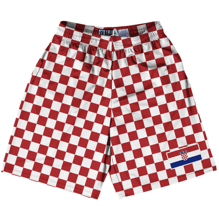 Croatia Country Heritage Flag Lacrosse Shorts Made In USA - Red White