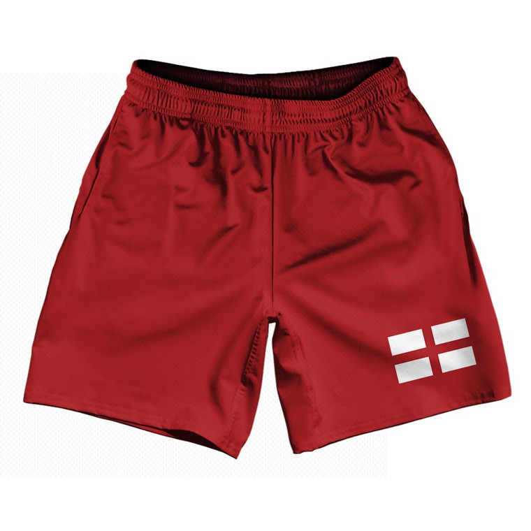 England Country Heritage Flag Athletic Running Fitness Exercise Shorts 7" Inseam Made In USA Shorts - Red