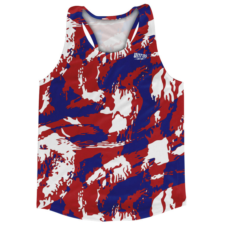USA Red White and Blue Castle Camo Running Track Tops Made In USA - Red White Blue