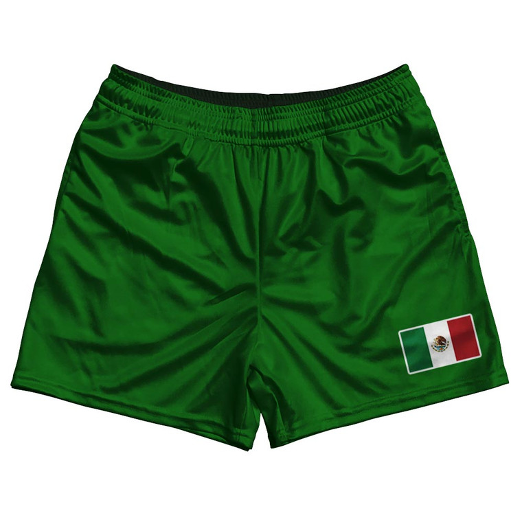 Mexico Country Heritage Flag Rugby Gym Short 5 Inch Inseam With Pockets Made In USA - Green