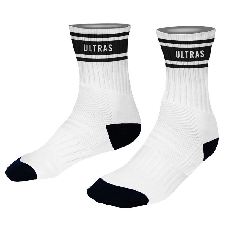 Ultras Grit Black & White Half Crew socks - Black & White