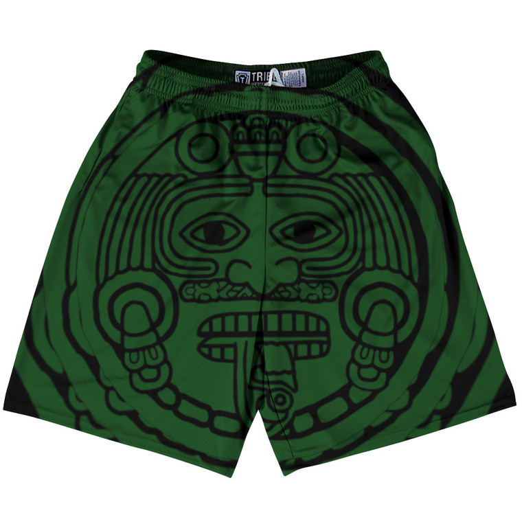 Mexico Aztec Sand Stone Calendar Lacrosse Shorts Made In USA - Green