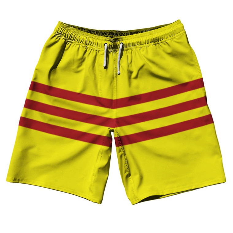 South Of Vietnam Flag 10" Swim Shorts Made in USA - Yellow Red