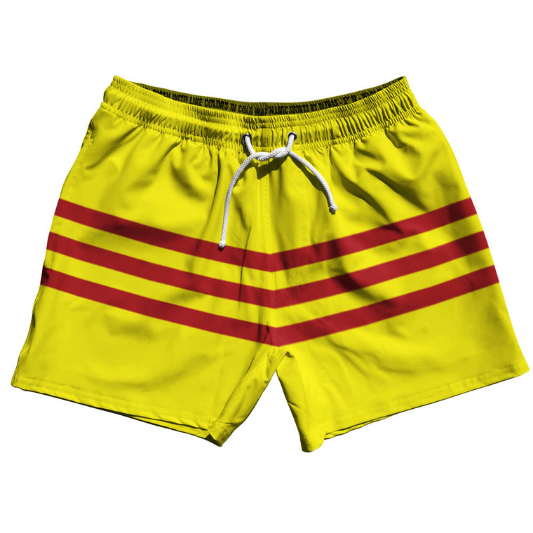 South Of Vietnam Flag 5" Swim Shorts Made in USA - Yellow Red