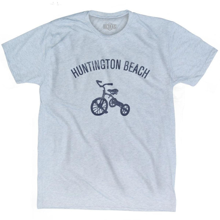 Huntington Beach City Tricycle Adult Tri-Blend T-shirt - Athletic White