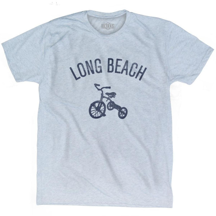 Long Beach City Tricycle Adult Tri-Blend T-shirt - Athletic White