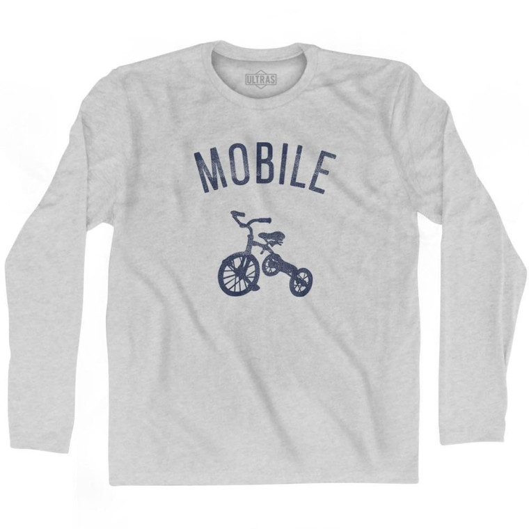 Mobile City Tricycle Adult Cotton Long Sleeve T-shirt - Grey Heather