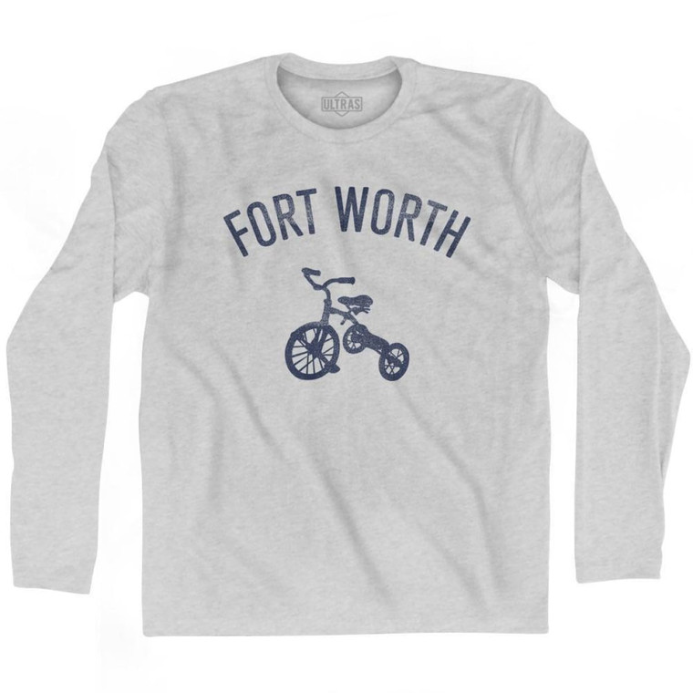 Fort Worth City Tricycle Adult Cotton Long Sleeve T-shirt - Grey Heather
