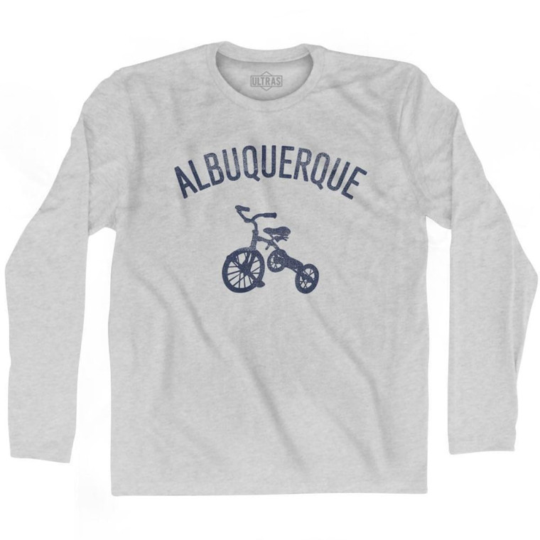 Albuquerque Tricycle Adult Cotton Long Sleeve T-shirt - Grey Heather