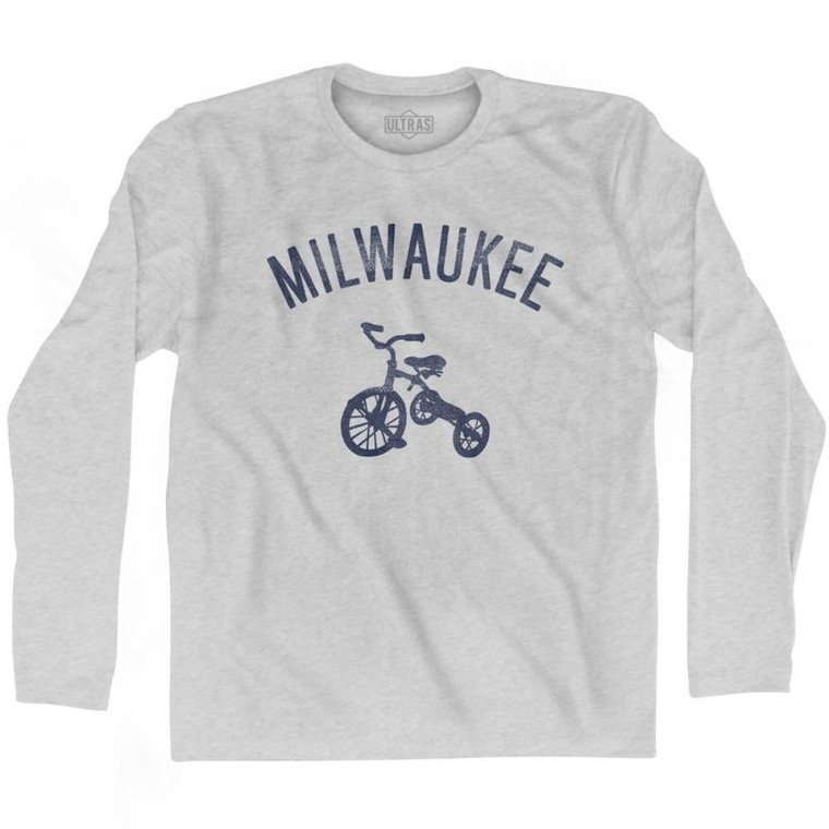 Milwaukee City Tricycle Adult Cotton Long Sleeve T-shirt - Grey Heather