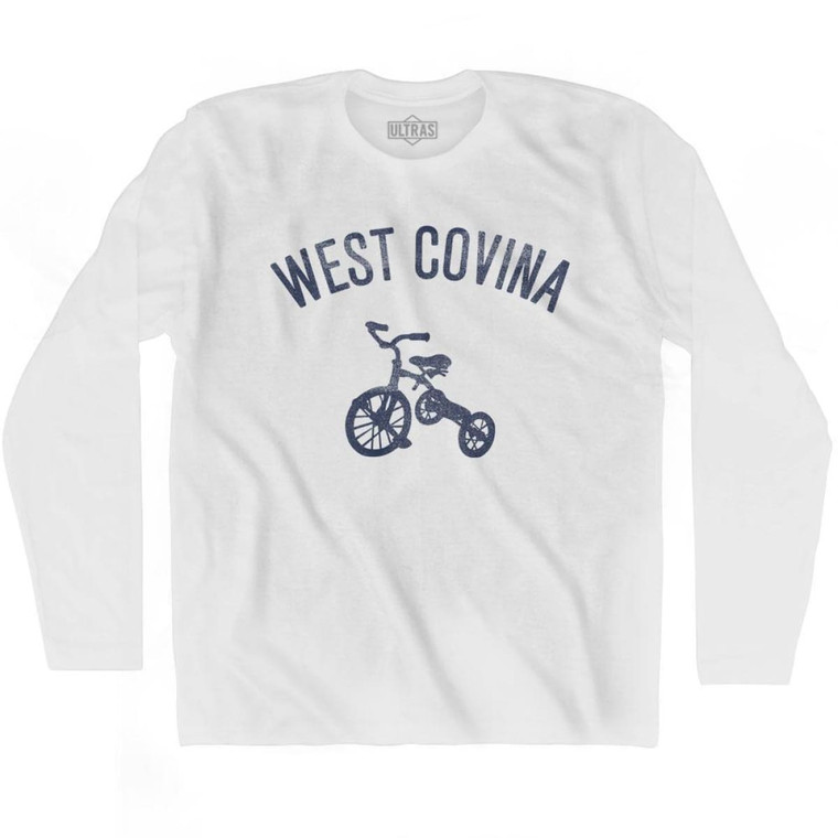 West Covina City Tricycle Adult Cotton Long Sleeve T-shirt - White