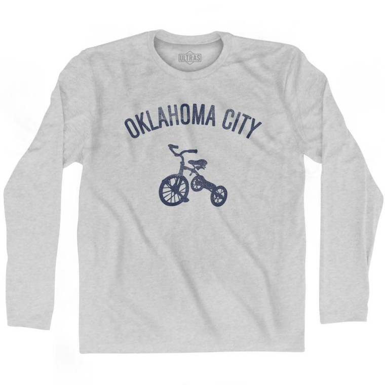 Oklahoma City Tricycle Adult Cotton Long Sleeve T-shirt - Grey Heather