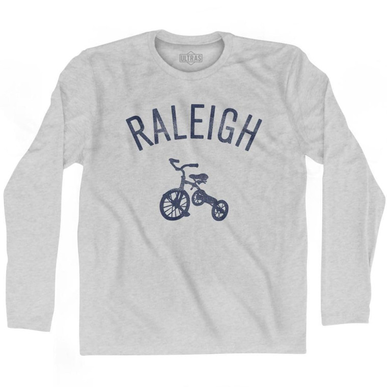 Raleigh City Tricycle Adult Cotton Long Sleeve T-shirt - Grey Heather