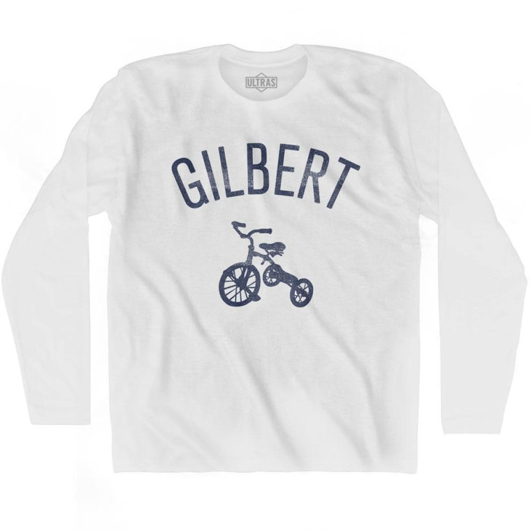 Gilbert City Tricycle Adult Cotton Long Sleeve T-shirt - White