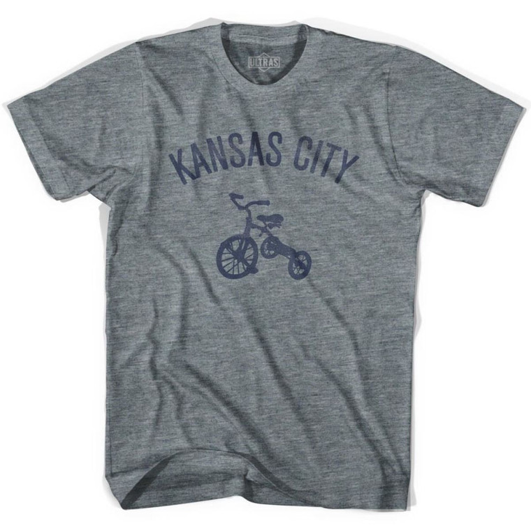 Kansas City Tricycle Adult Tri-Blend V-neck Womens T-shirt - Athletic Grey