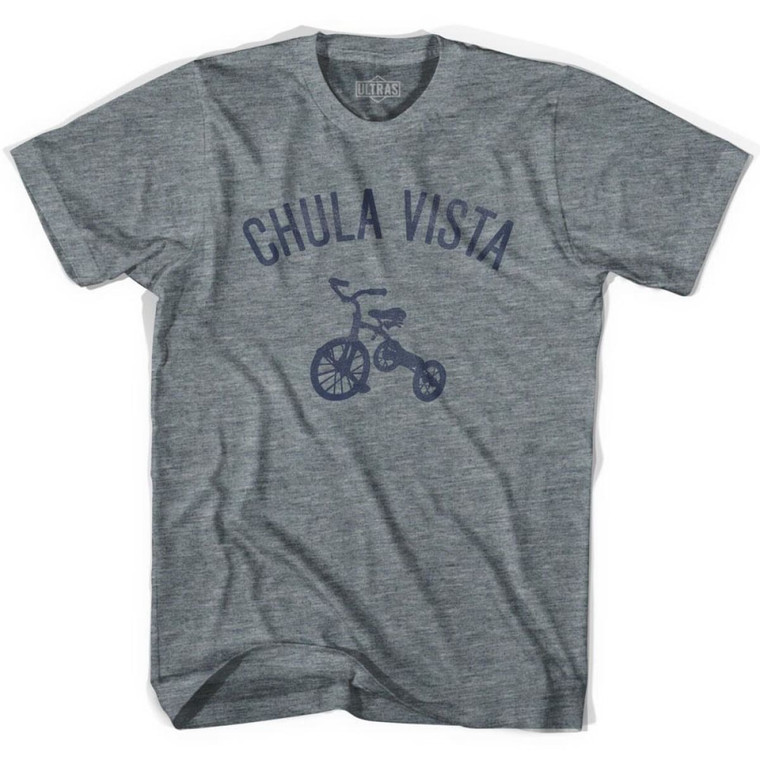 Chula Vista Tricycle Adult Tri-Blend V-neck Womens T-shirt - Athletic Grey