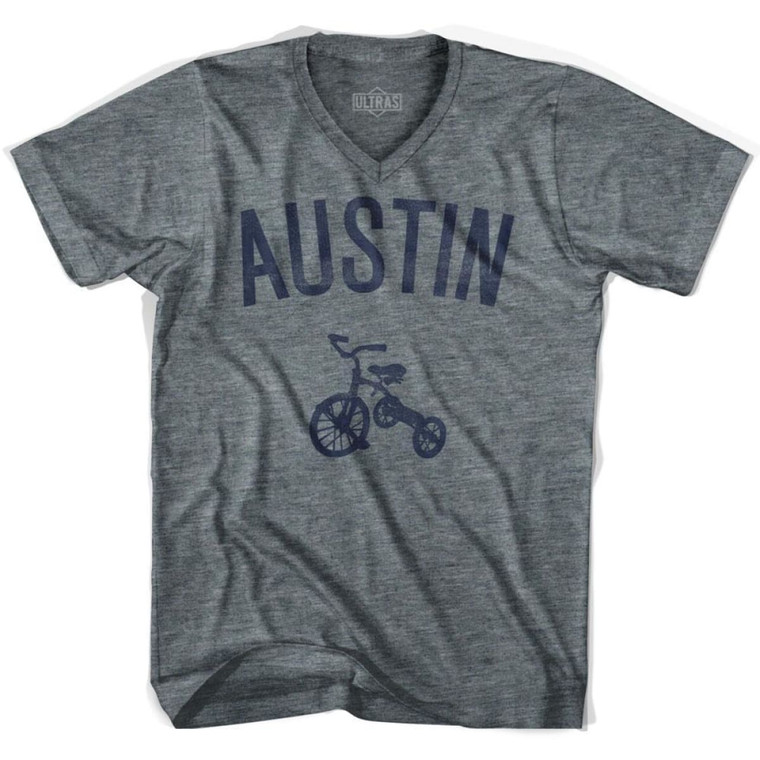 Austin Tricycle Adult Tri-Blend V-neck T-shirt - Athletic Grey